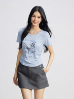 Butterfly Ruched Slim Tee