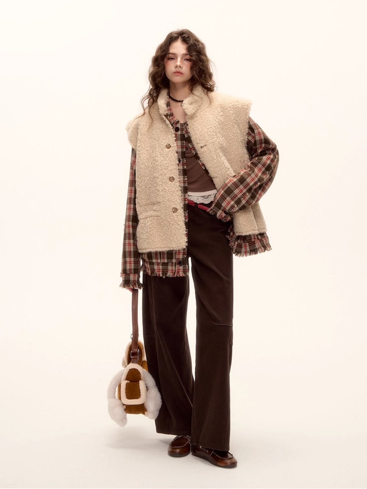 Belted Contrast Stitch Denim Pants