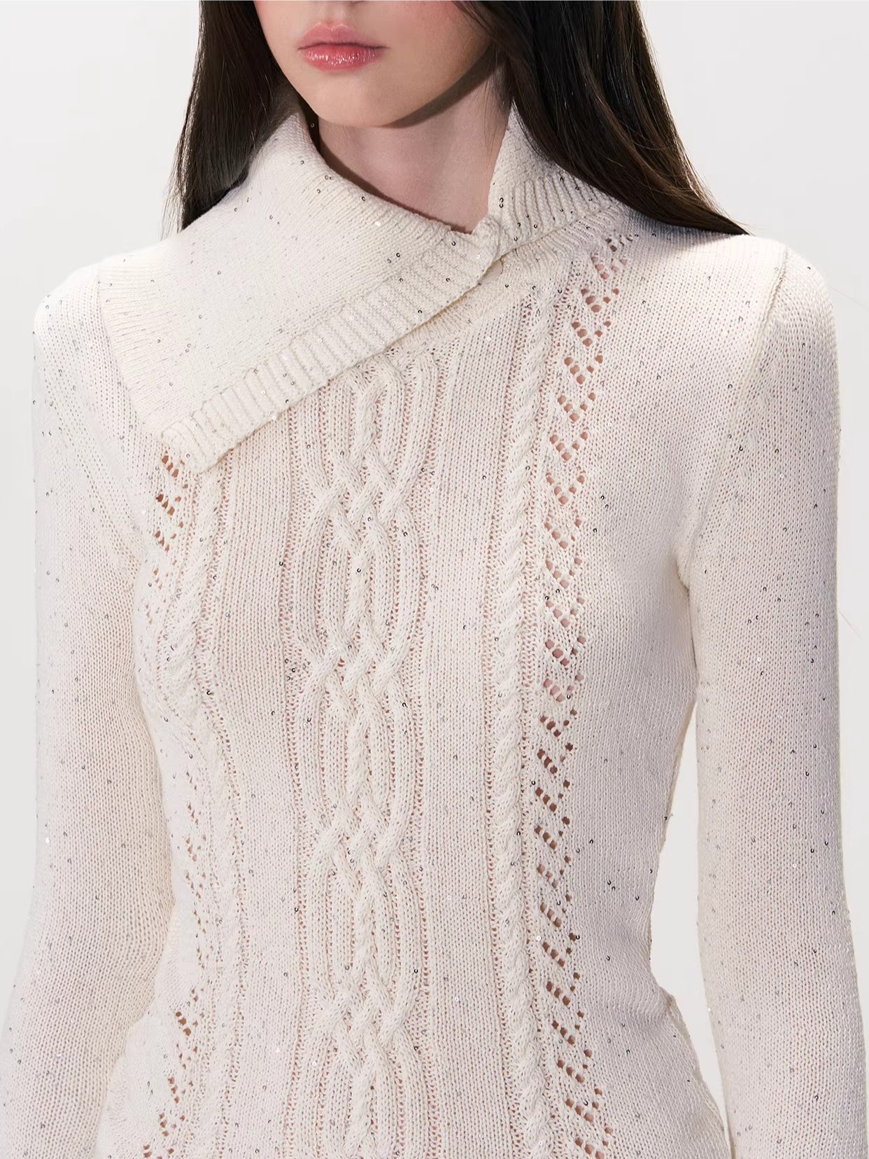 Shimmer Knit Collar Sweater