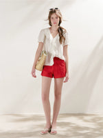 Lace Ruffle V-Neck Top