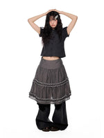 Ruffle Layered Midi Skirt