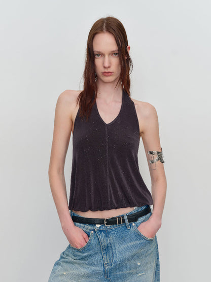 U-Shaped Bud Halter Tank Top