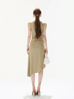 Brown Twisted Waist Dress