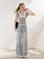Polka Bow U-Neck Tee