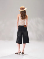 Rhinestone Washed Denim Culottes
