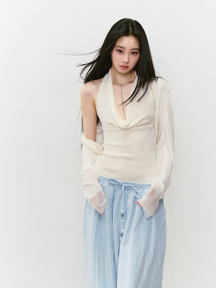 Heavy-duty Knitted Draped Neck Tank Top Set