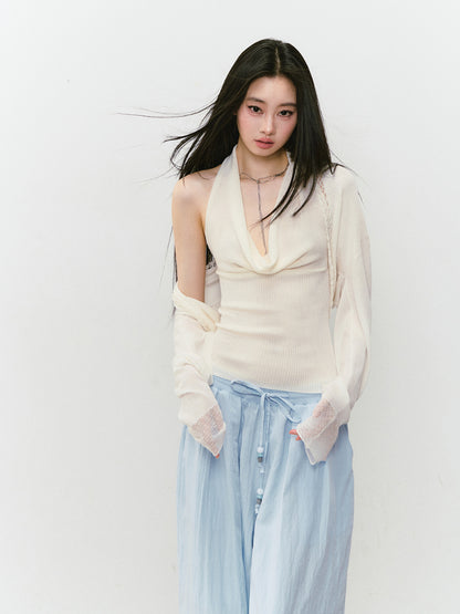 Heavy-duty Knitted Draped Neck Tank Top Set