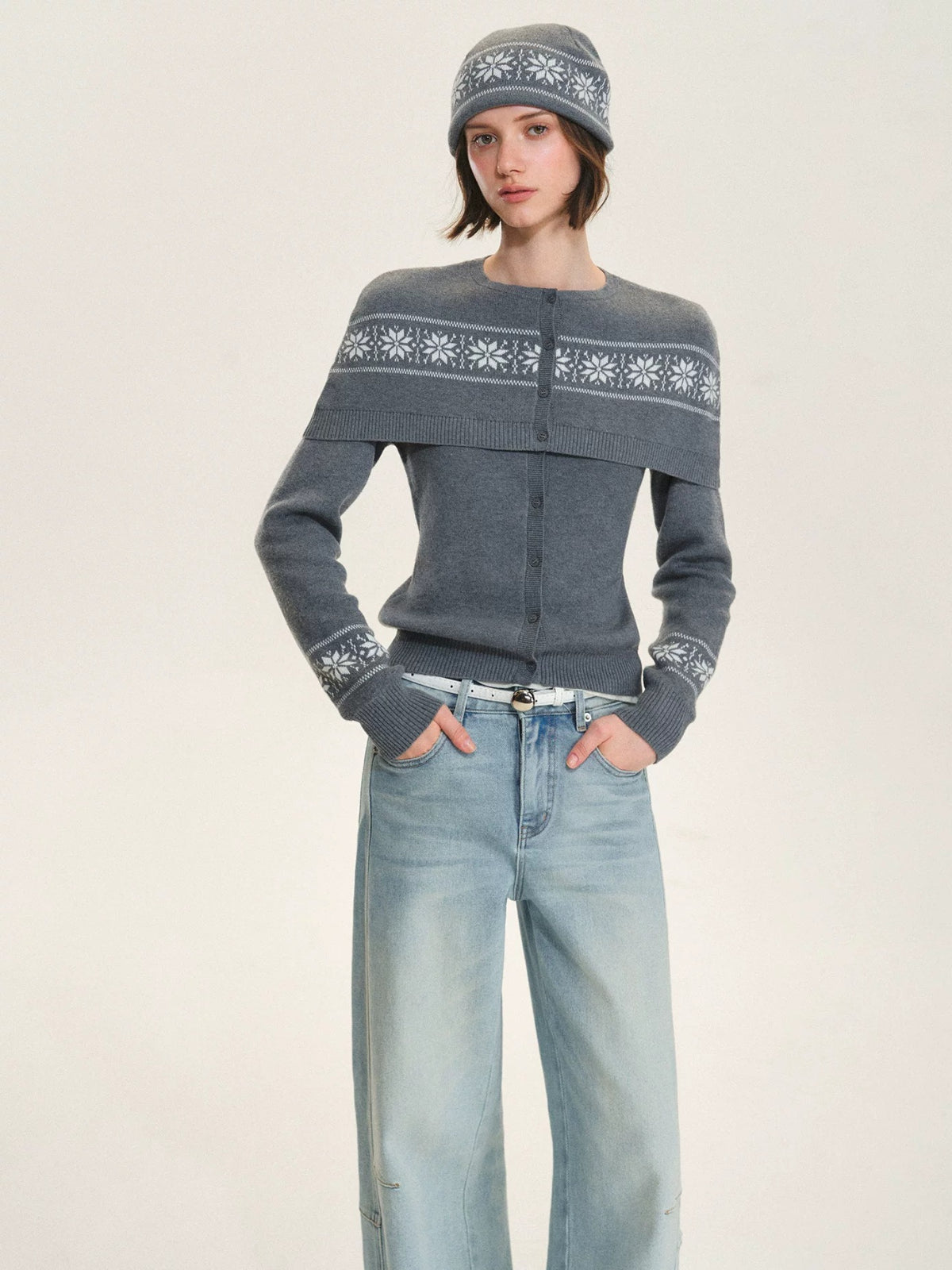 Fair Isle Knit Cape Sweater