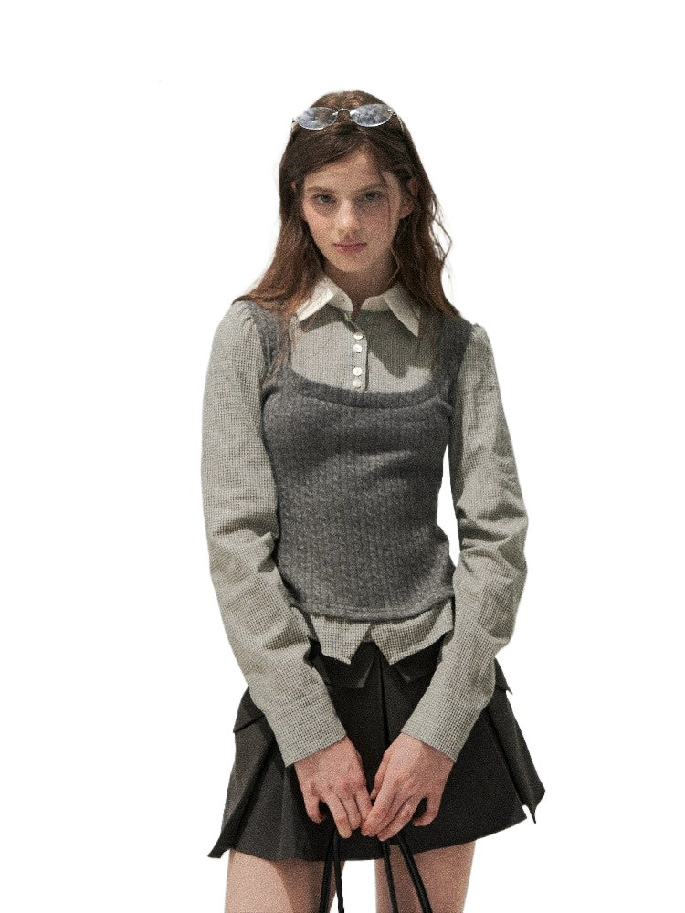 Cable Knit Vest Shirt