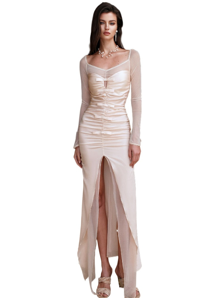 Bowknot Halter Fake Two-piece Dress