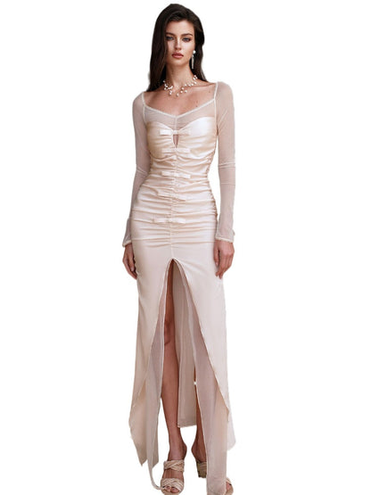 Bowknot Halter Fake Two-piece Dress