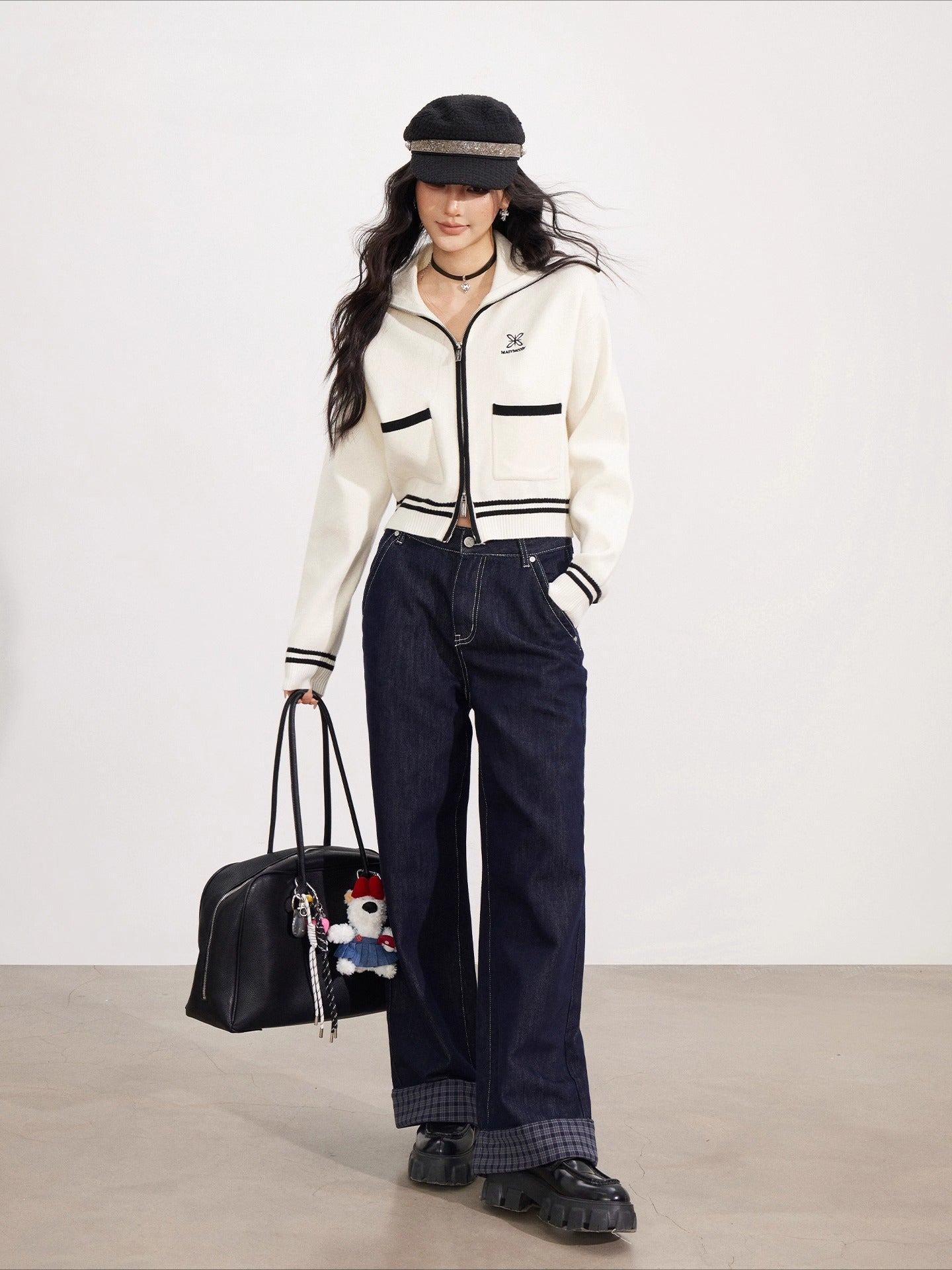 Off-white Contrast Knit Cardigan