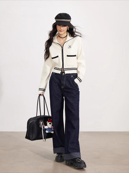 Off-white Contrast Knit Cardigan