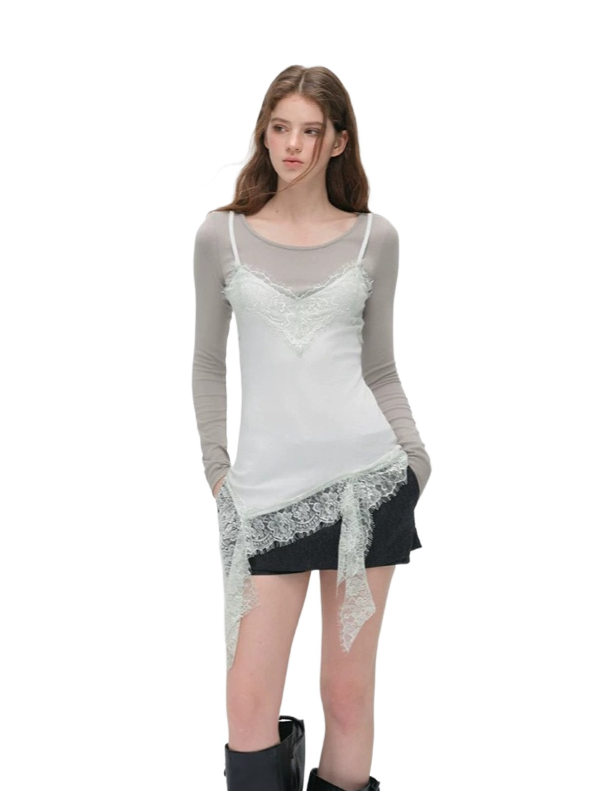 Irregular Lace Layered Top