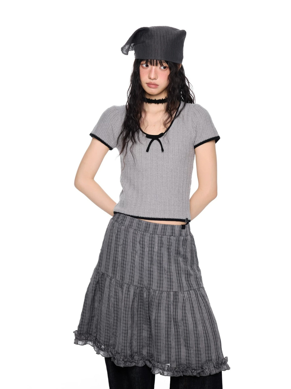 Bow Knit Short Sleeve Top