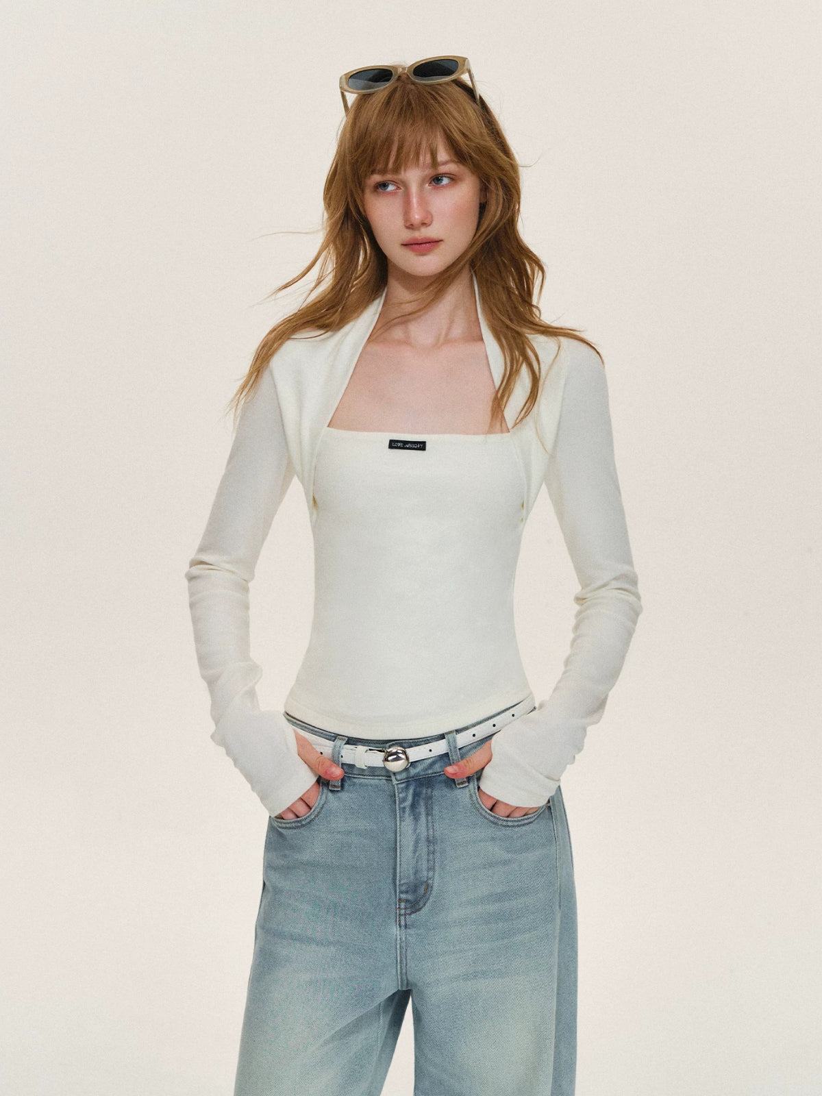 Layered Bolero Long Sleeve Top