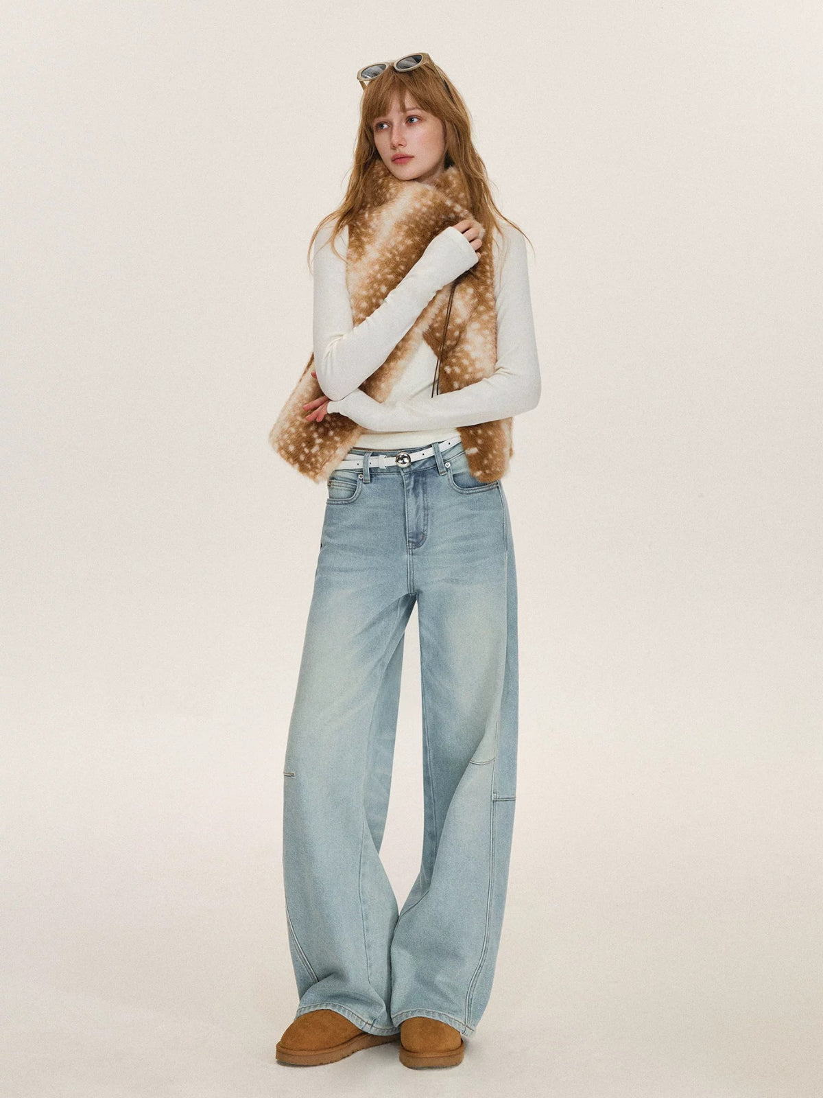 Vintage Tie Front Faux Fur Vest