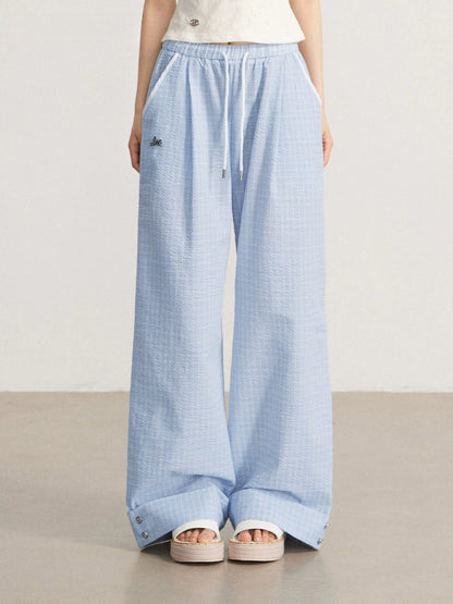 Plaid Folded Wide-Leg Pants