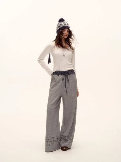 U-Neck Lace Bow Knit Top