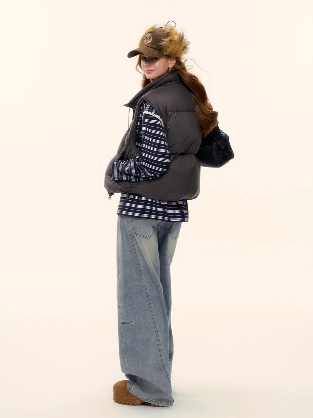 90% Down Puffer Stand-Collar Drawstring Vest