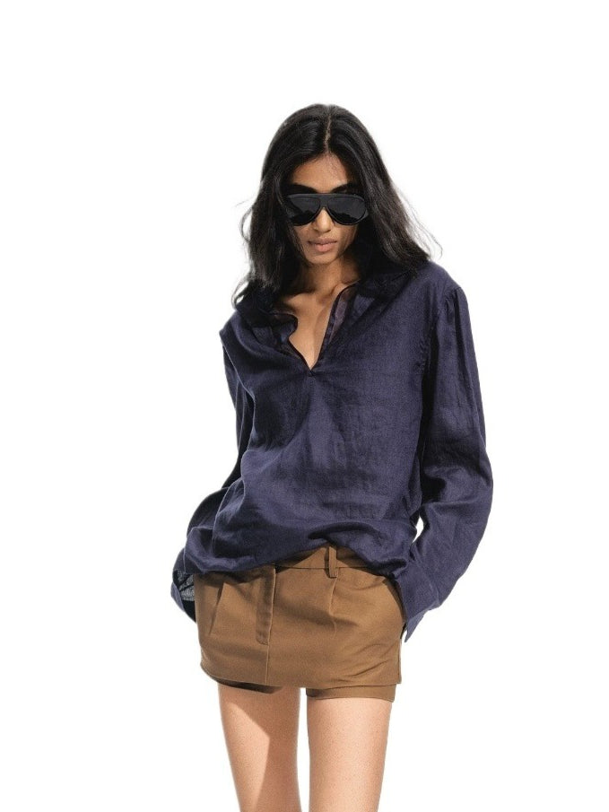 Linen V Neck Shirt