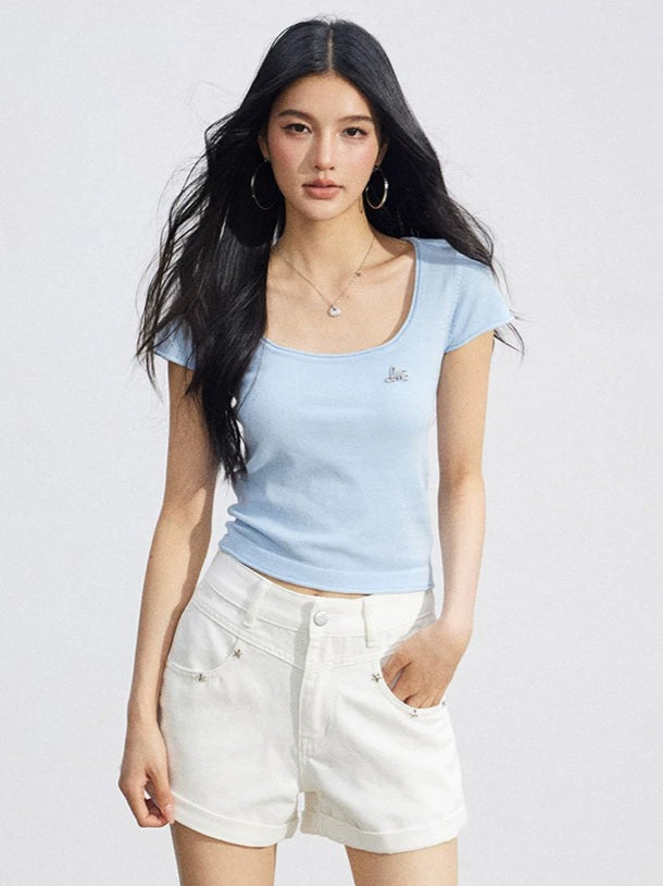 U-Neck Slim Basic Tee
