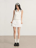 White Lace Tie Shirt Dress