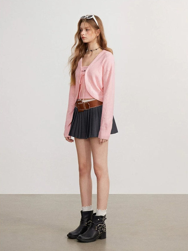 Bow Camisole Cardigan Set