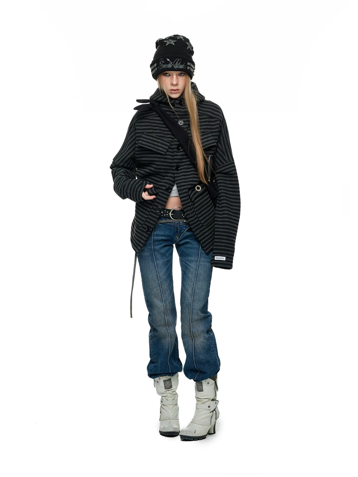 Vintage Striped Fleece Hooded Jacket