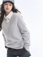 Seamless V Neck Silk Wool Sweater
