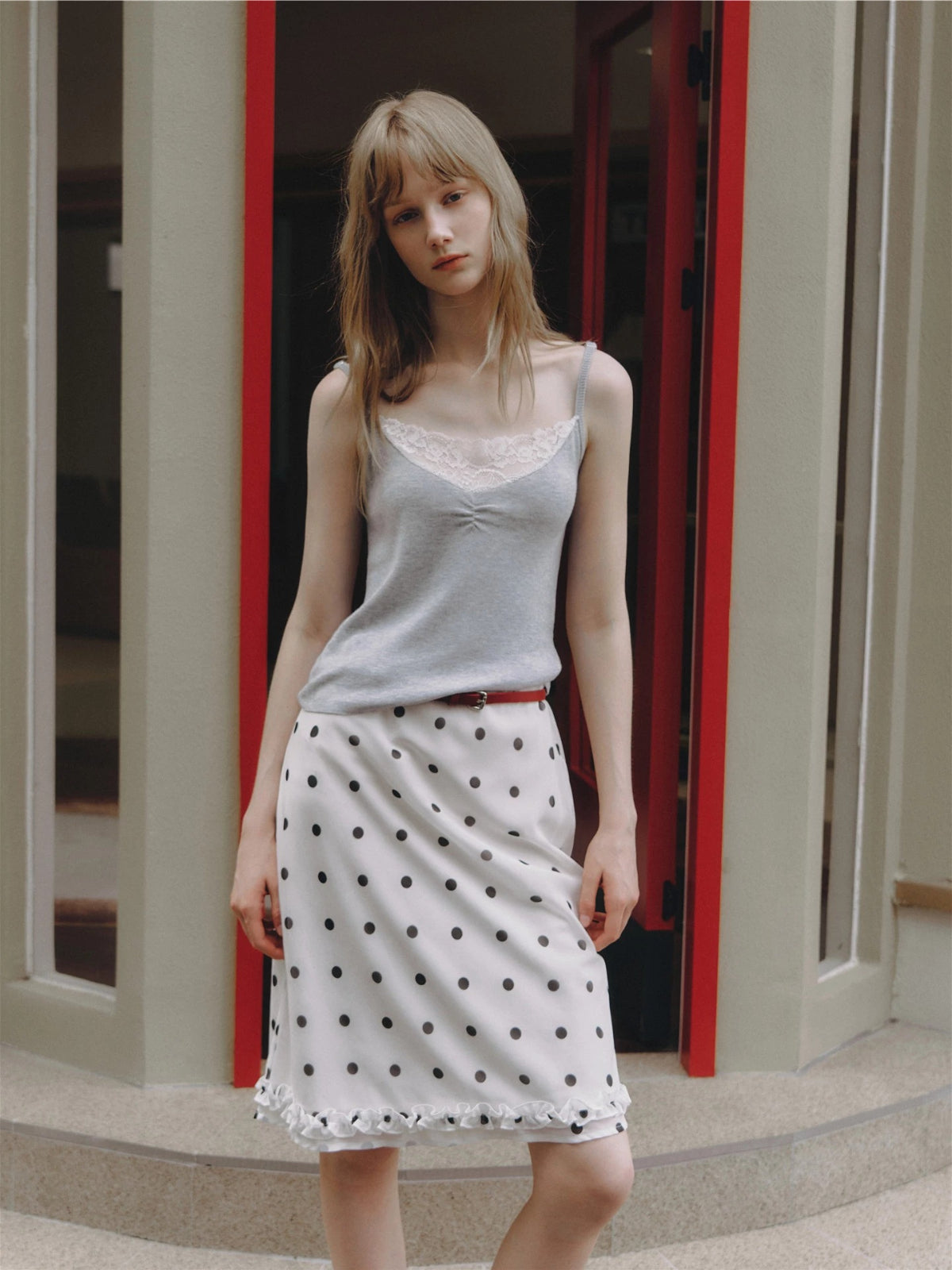 Polka Dot Midi Skirt