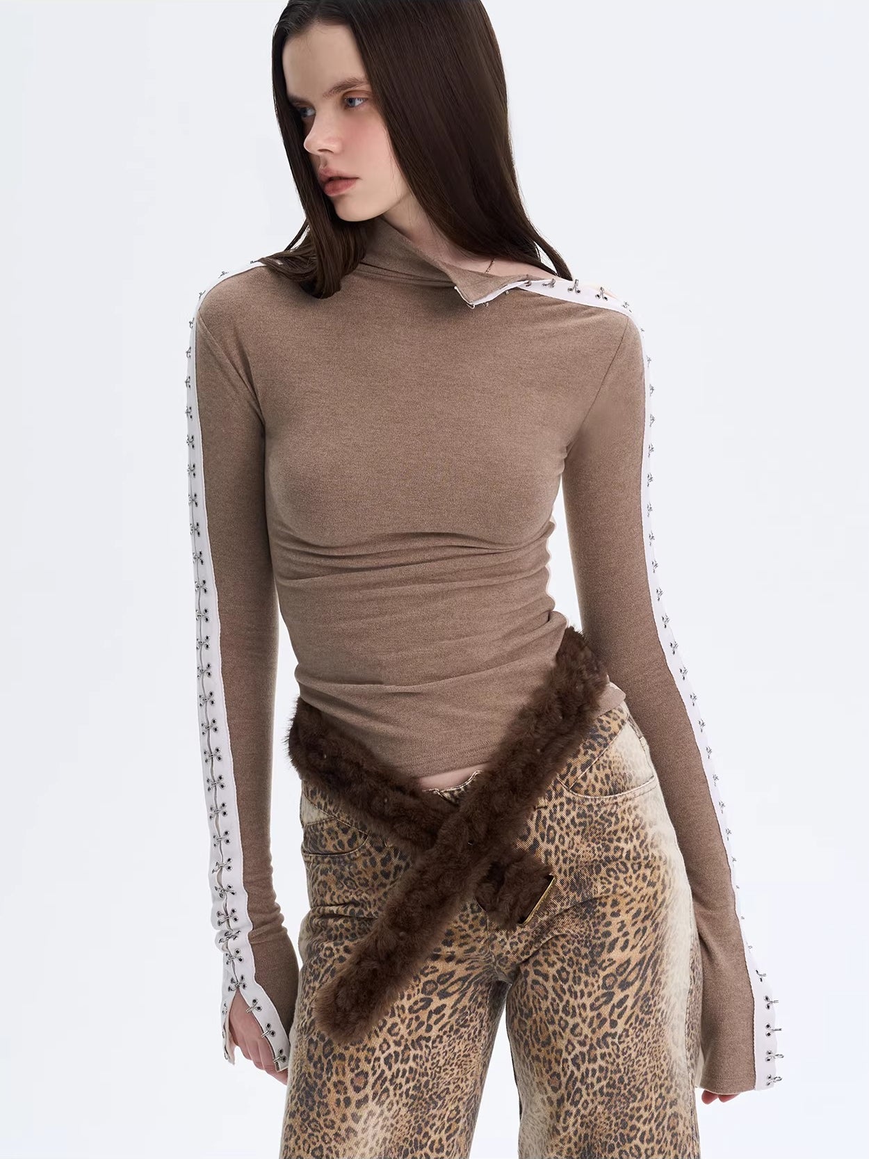 Reversible Brushed Mockneck Top