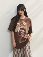 Bowknot Puppy Print Short-Sleeve T-Shirt