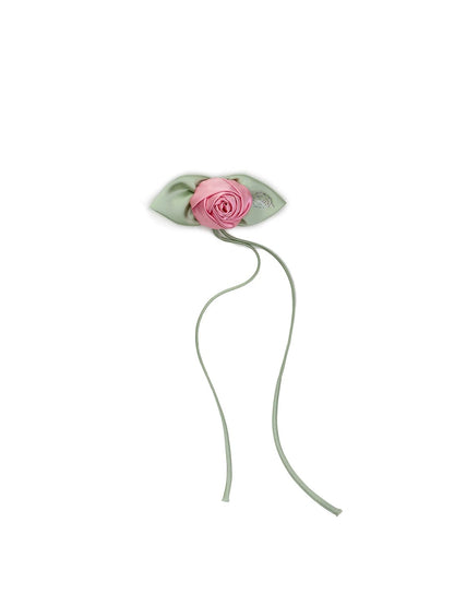 Satin Rose Brooch Clip