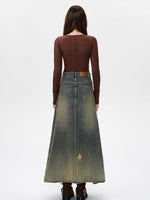 Split Deconstructed A-line Denim Skirt