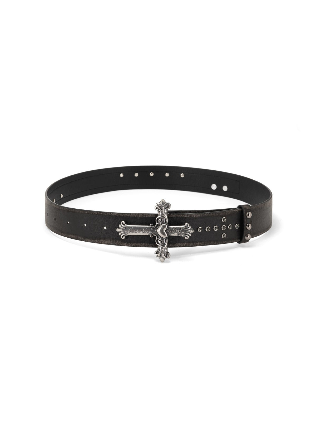 Vintage Cross Studded Leather Belt
