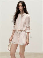 Pink Lace Shirt Skort Set