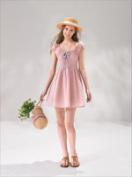 French Floral Tie Waist Dress