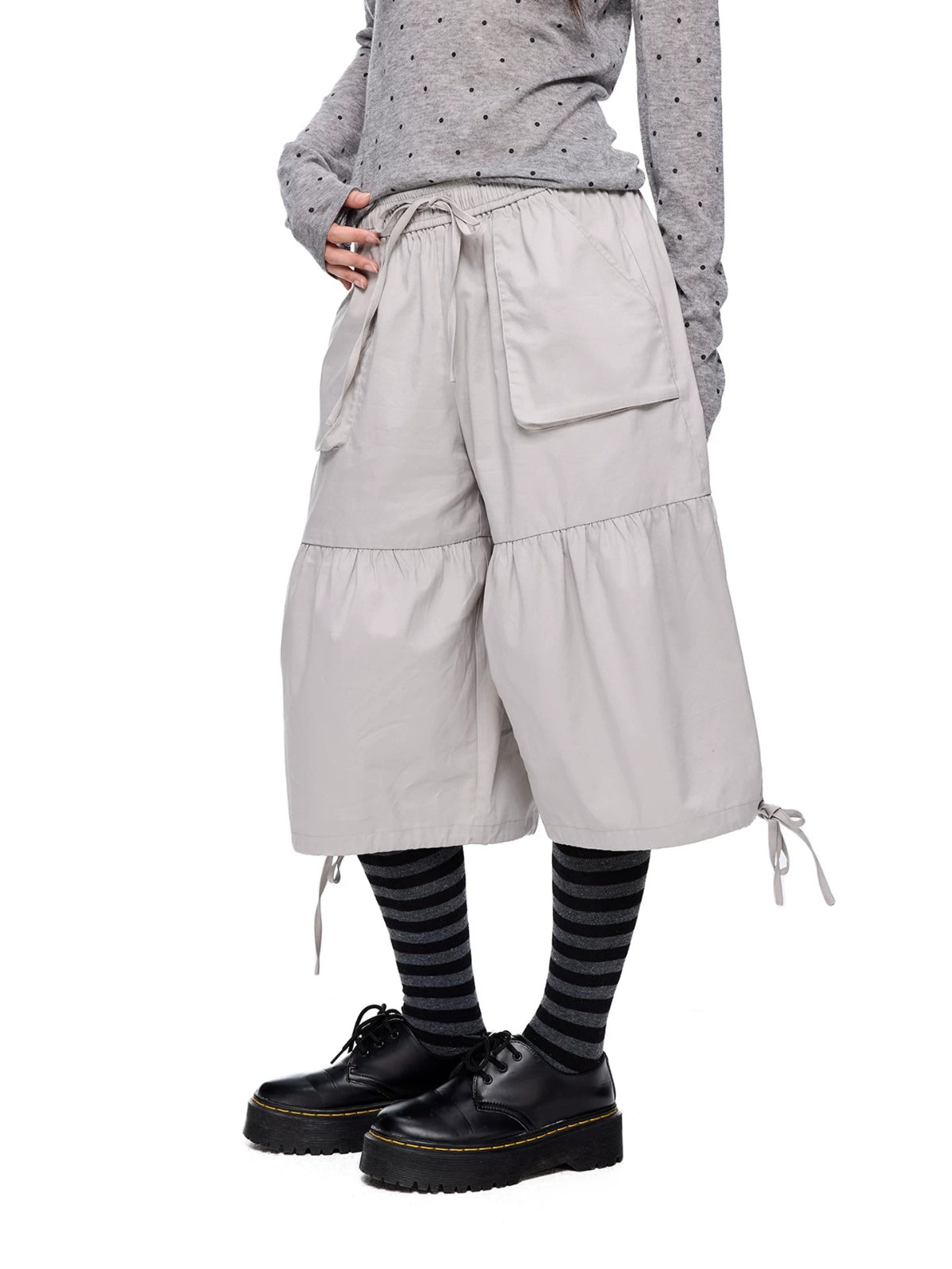 Drawstring Pocket Wide Leg Pants