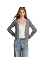 Contrast Collar Layered Knit Sweater