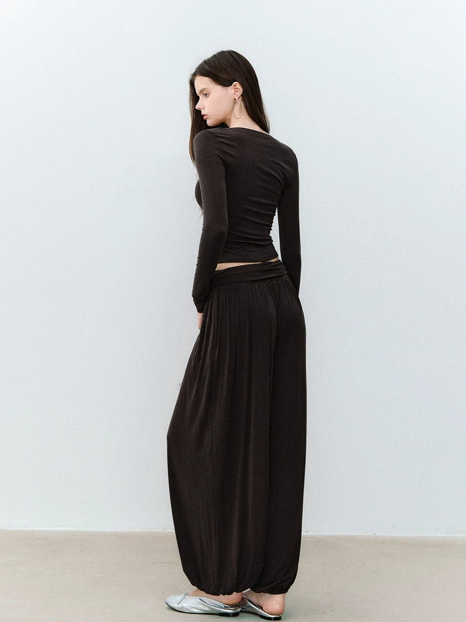 Brown &amp; Gray Pleated Jogger Pants