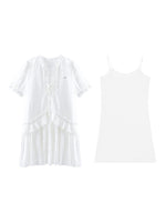 Checkered Hollow-Out Ruffled Dress Set