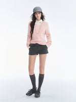 Seamless V Neck Silk Wool Sweater