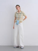 Plaid Cuff Curved Pants
