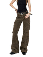Y2K Olive Flare Cargo Pants