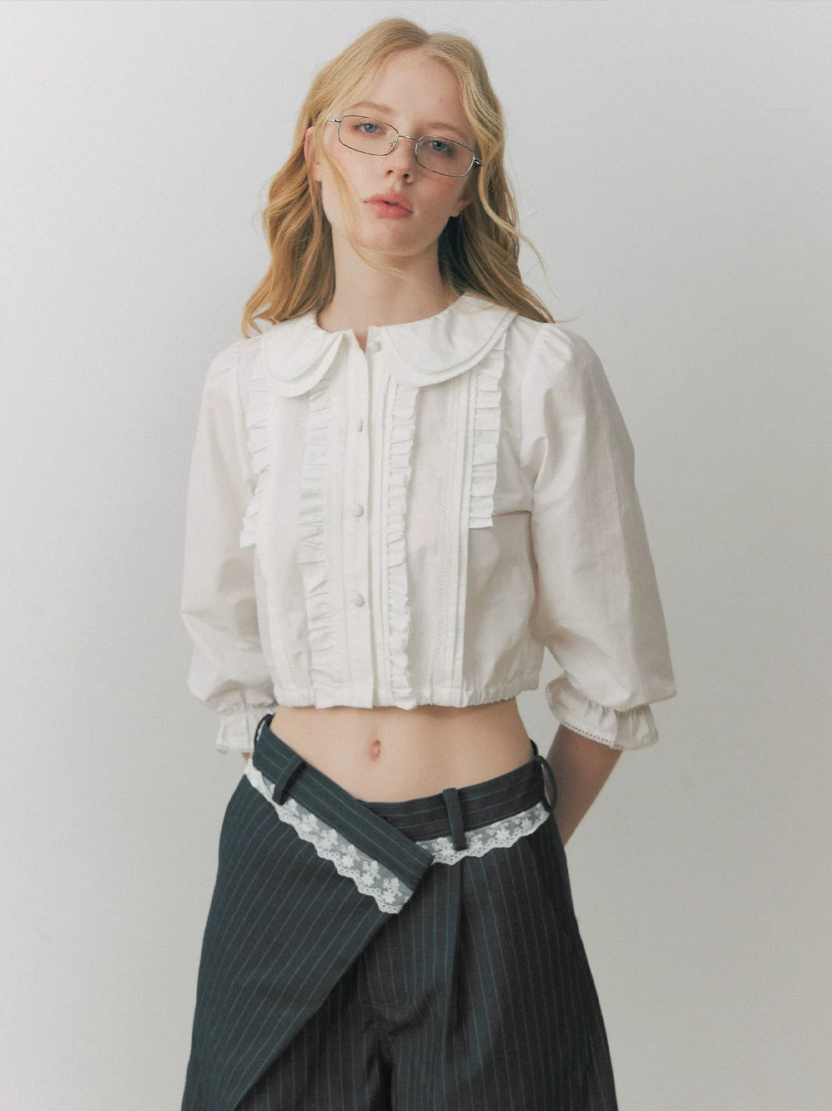 Double Collar Lace Blouse
