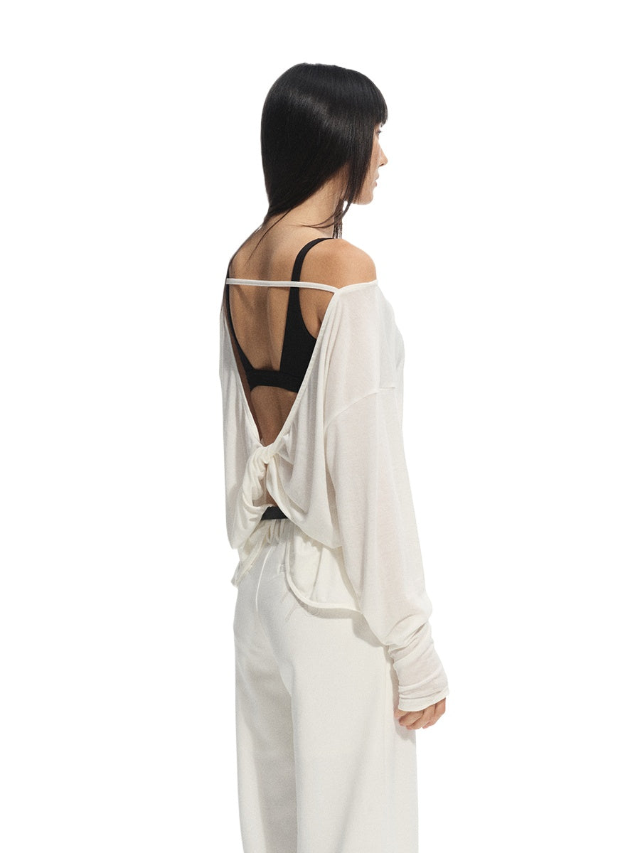 Twisted Backless Off-Shoulder T-Shirt