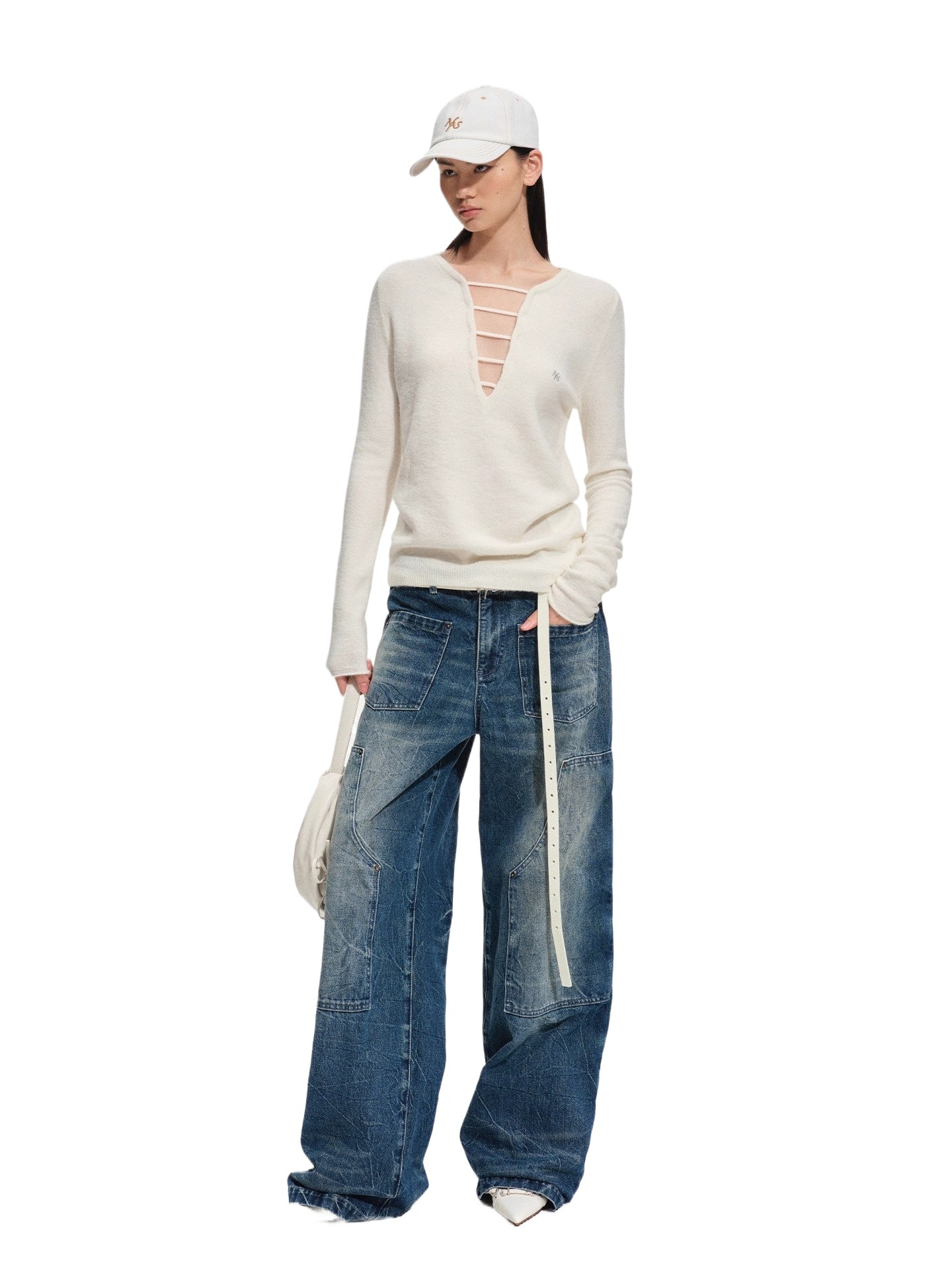 "Wasteland" Vintage Washed Wide-Leg Jeans