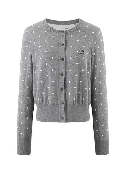 Blue &amp; Gray Polka Dot Knit Cardigan