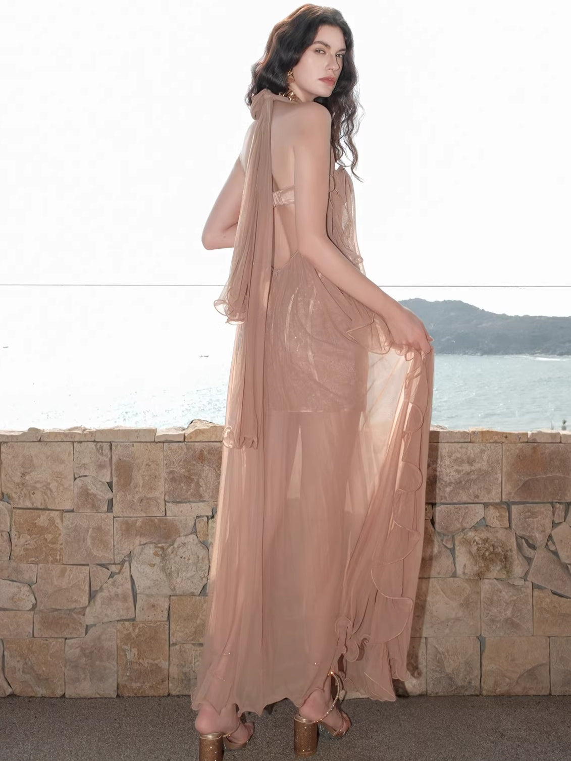 Thessa Mesh Halter Dress